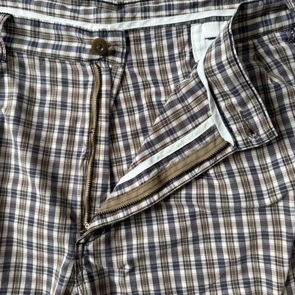 Savane Men's 3XL Grey & Tan Plaid Flat Front Shorts Preppy Classic Smart Casual - Picture 3 of 11